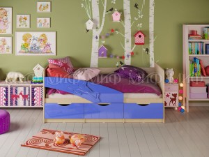 Детская кровать Дельфин-глянец синий (Миф)